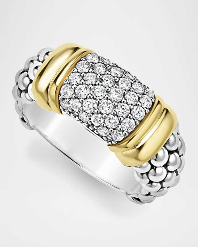Two-Tone Signature Caviar Diamond Ring